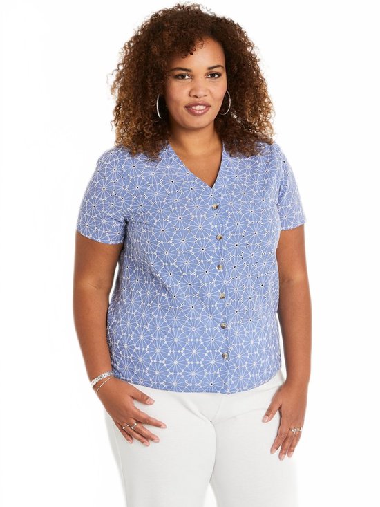 Chemisier long brodé à col en V