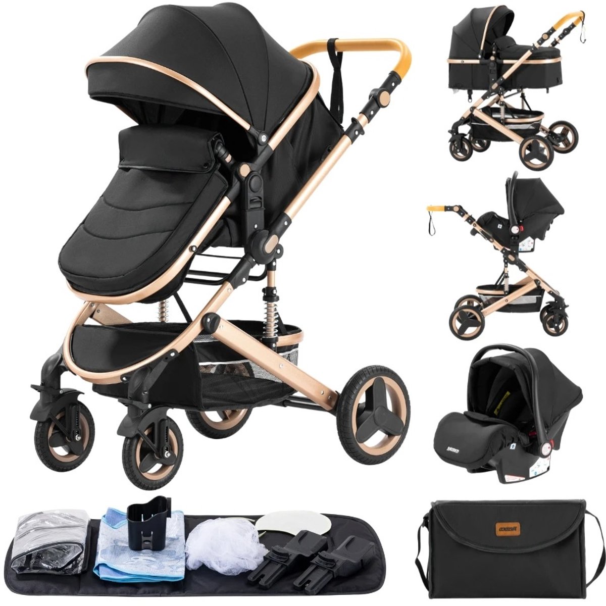 CS kinderwagen 3 in1 zwart - baby wagen - baby stroller -
