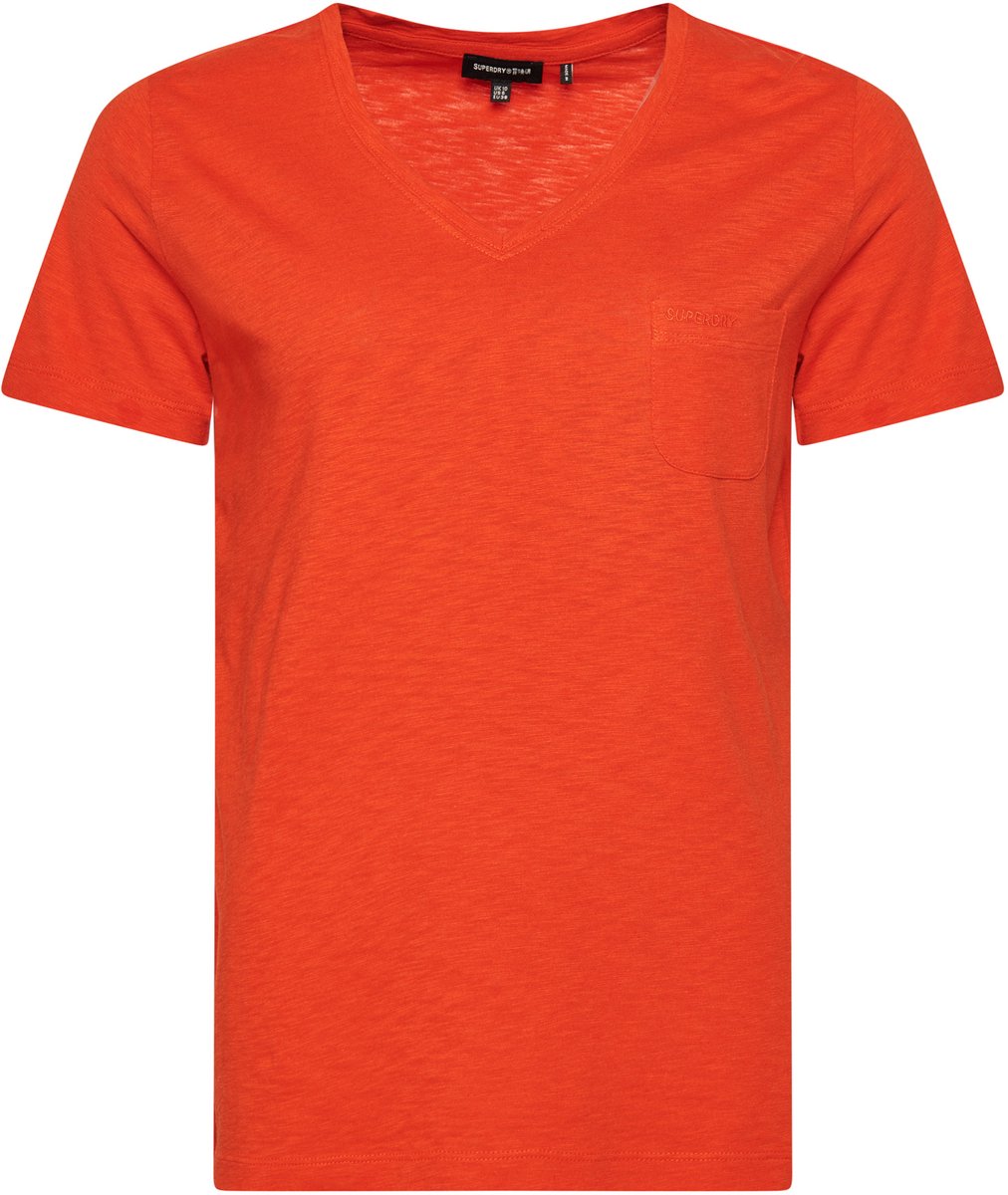 Superdry Studios T-shirt van biologisch katoen met V-hals en borstzak Dames T-shirts Pureed Pumpkin