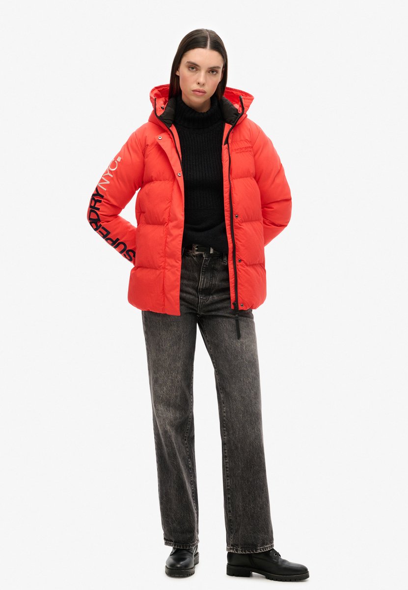 Superdry Gewatteerde City windparka met capuchon Dames Gewatteerde jassen Rood