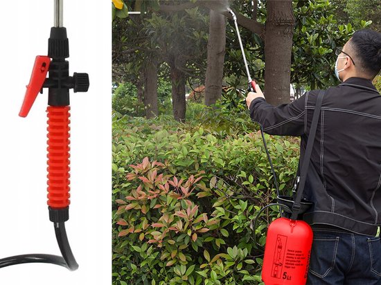 MOZY® - Plantenspuit - met Draagriem en Lans - 5 Liter - Rood - Verstelbare Sproeikop - Drukspuit - Onkruidspuit - Waterverstuiver - Handpomp van MOZY — afbeelding 4