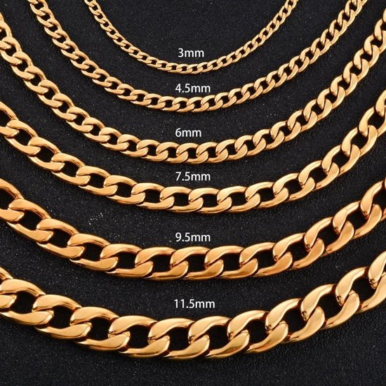Aramat Jewels-Halskettingen-RVS Gourmet Ketting Goudkleurig staal--50cm / 3mm--