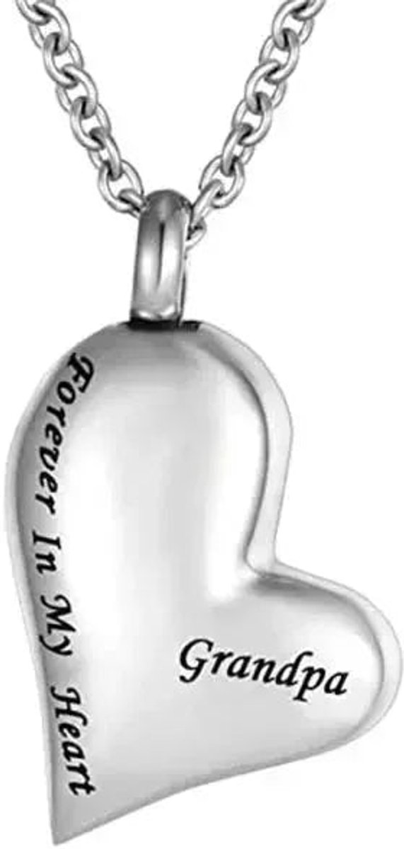 Aramat Jewels | Gedenkhangers | Stalen Ashanger Opa – Persoonlijk Gedenksieraad RVS Meerdere Modellen | Forever-in-my-heart-Zilverkleur-3x2cm | |20mm | Staal | Volwassenen | Verkleurd niet