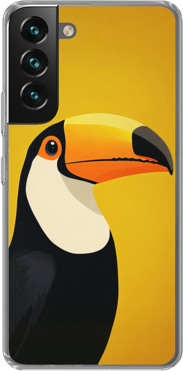 Telefoonhoesje Geschikt voor Samsung Galaxy S22 Plus hoesje - Toekan - Minimalistisch - Snavel - Oranje - Siliconen Telefoonhoesje Telefoonhoesje