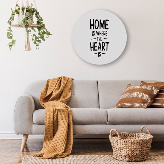 Moderne zwart-witte wanddecoratie - Thuis muurcirkels - Wandobject rond tekst - Minimalisme - Dibond wandkunst rond - Decoratie slaapkamer - muurcirkel aluminium 40x40 cm