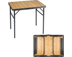 Camp Active Opvouwbare Campingtafel Klaptafel Tuintafel Opvouwbare Campingtafel Tafel In Hoogte Verstelbaar 75 X 55 X 31 71 Cm Bamboe En Aluminium