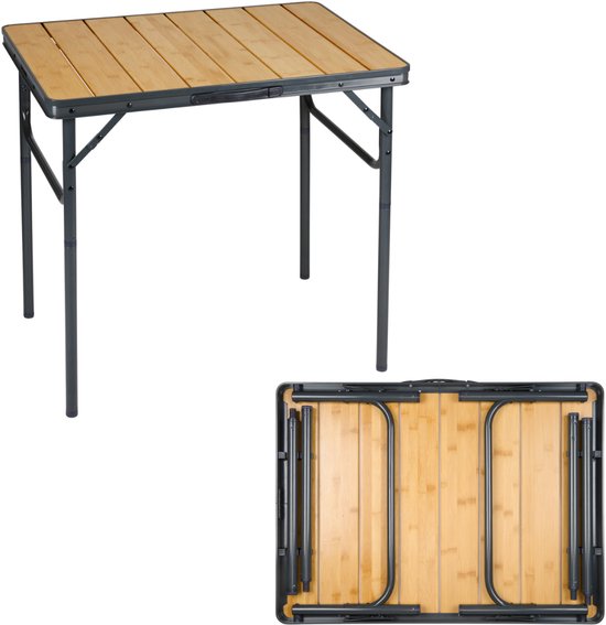 Camp Active campingtafel inklapbaar - opvouwbare bamboe en aluminium tafel