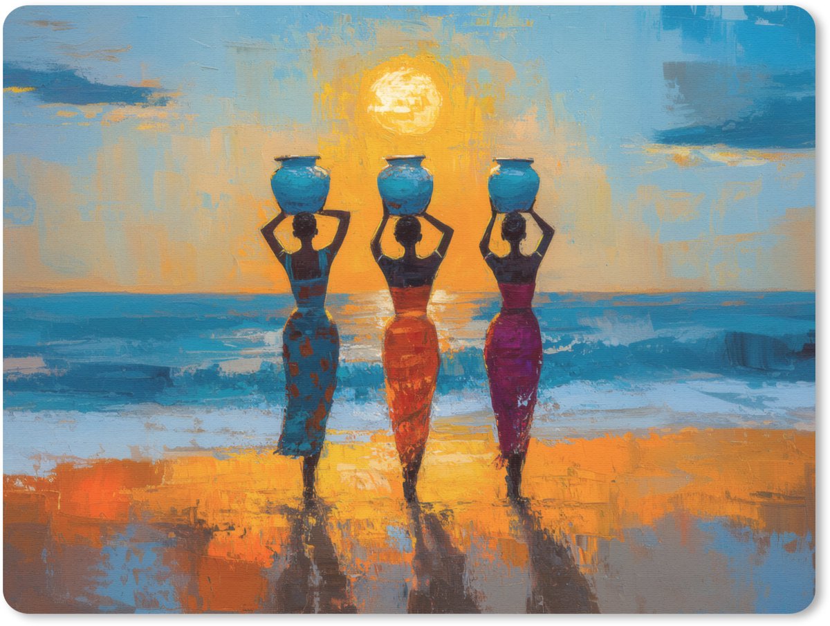 Muismat 23x19 cm - Mousepad Vrouwen - Strand - Zondsondergang - Muismatten