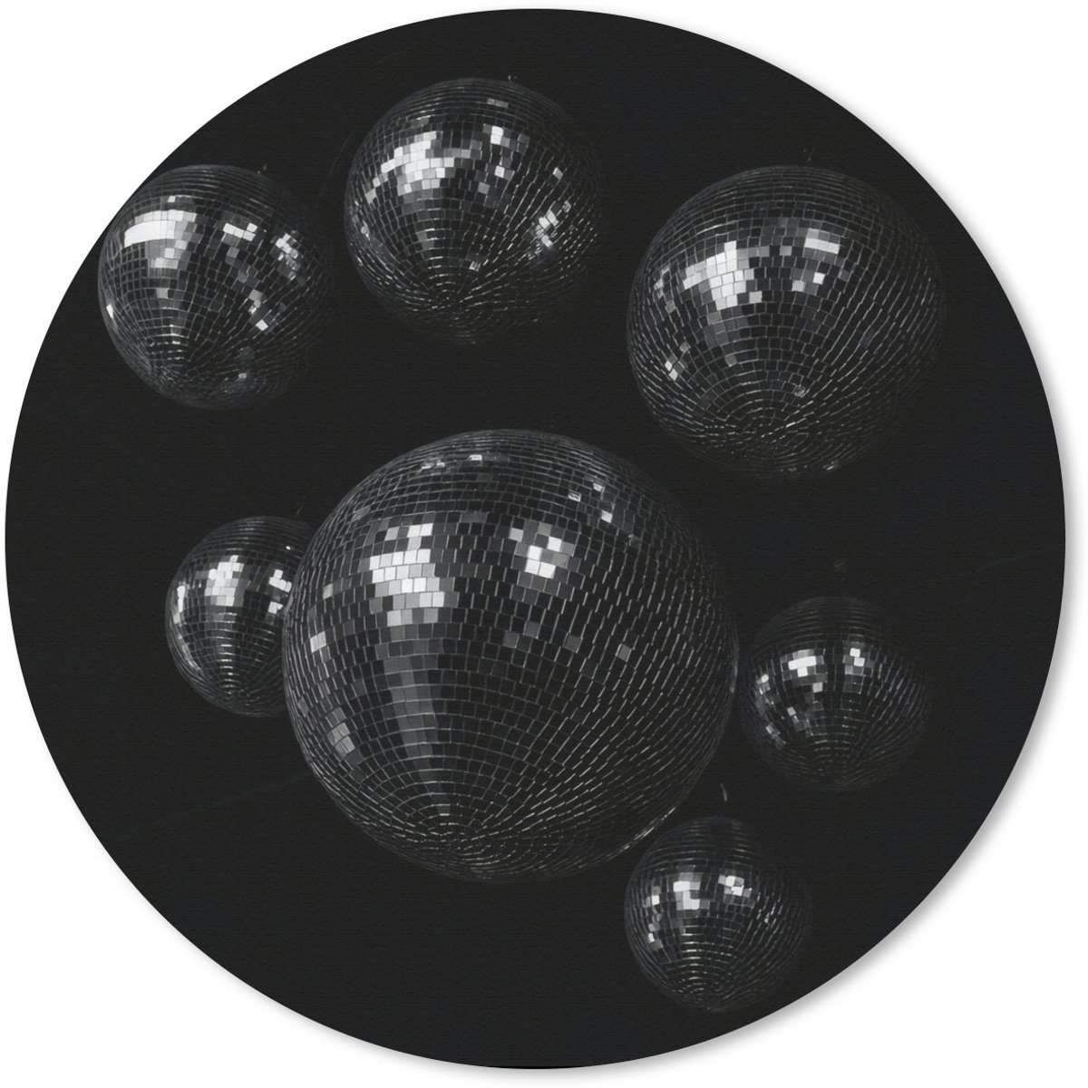 Muismat rond 20x20 cm - Mousepad Discoballen - Minimalistisch - Zwart - Ronde muismatten