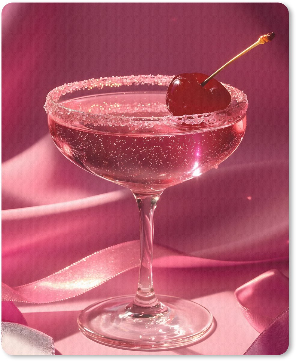 Muismat 19x23 cm - Mousepad Cocktail - Pink - Luxe - Muismatten