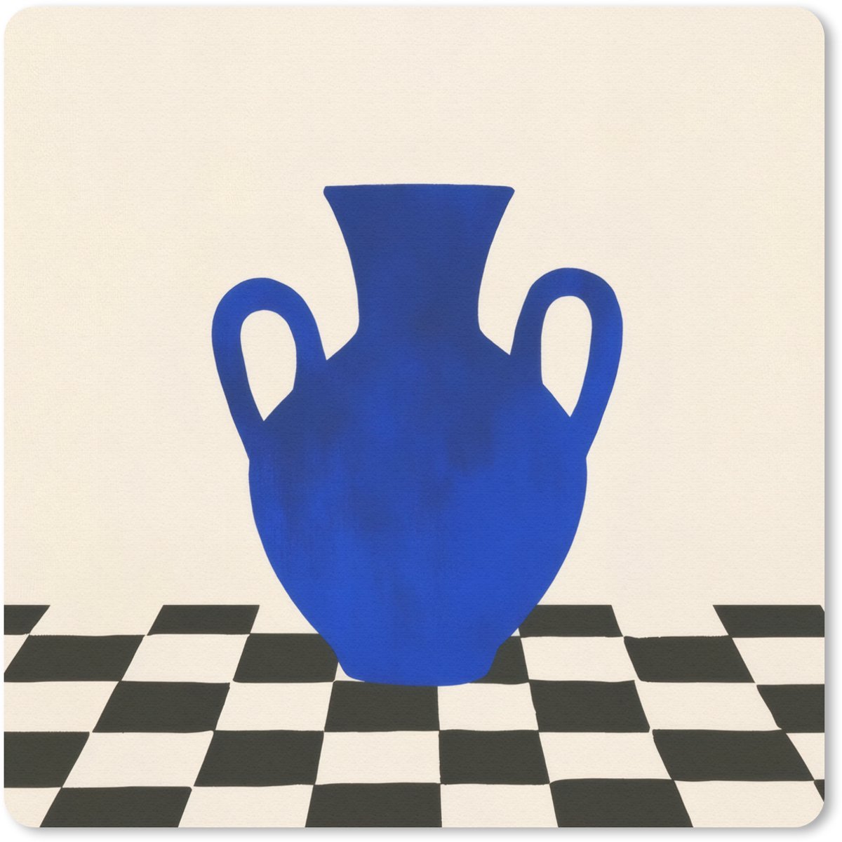 Muismat 20x20 cm - Mousepad Vaas - Blauw - Geblokt - Modern - Muismatten