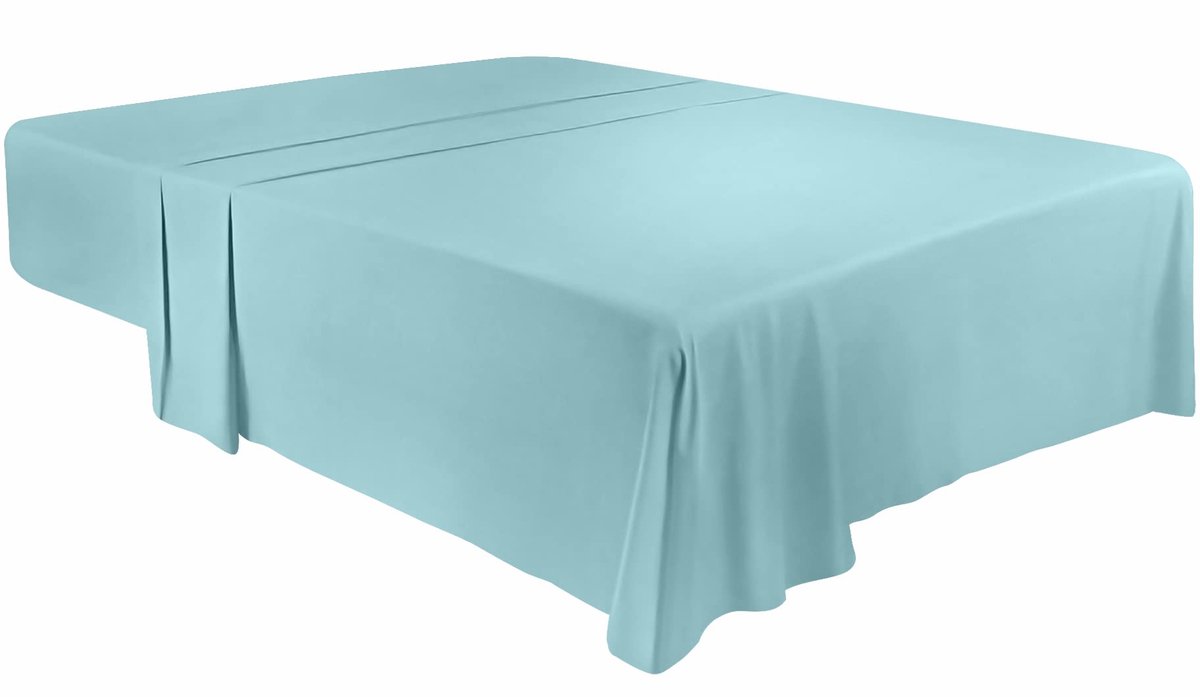 Ibenzoa® Bedlaken zonder elastiek, laken 270 x 29,0 cm, laken voor bed 180 x 200 cm, plat blad van zachte geborstelde microvezel, kurblauw