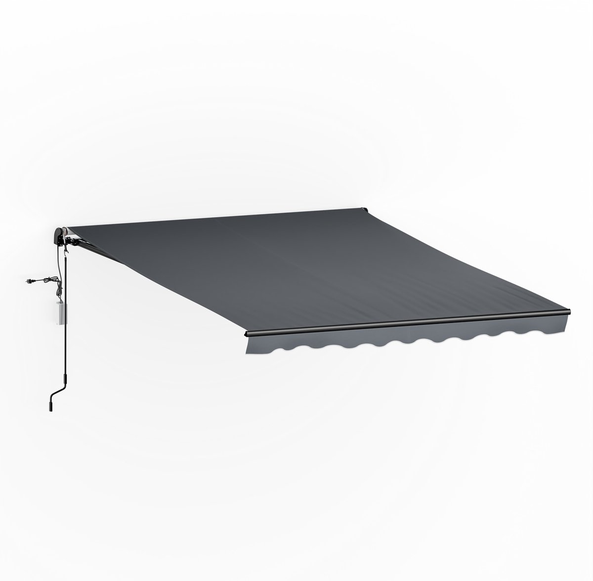 Blumfeldt CloudShade Zonnescherm - Slimme oprolbare terraszonwering, app & afstandsbediening, UV 30+ & regenbescherming, instelbare kantelhoek, aluminium frame, eenvoudige wandmontage, 295x250 cm, donkergrijs