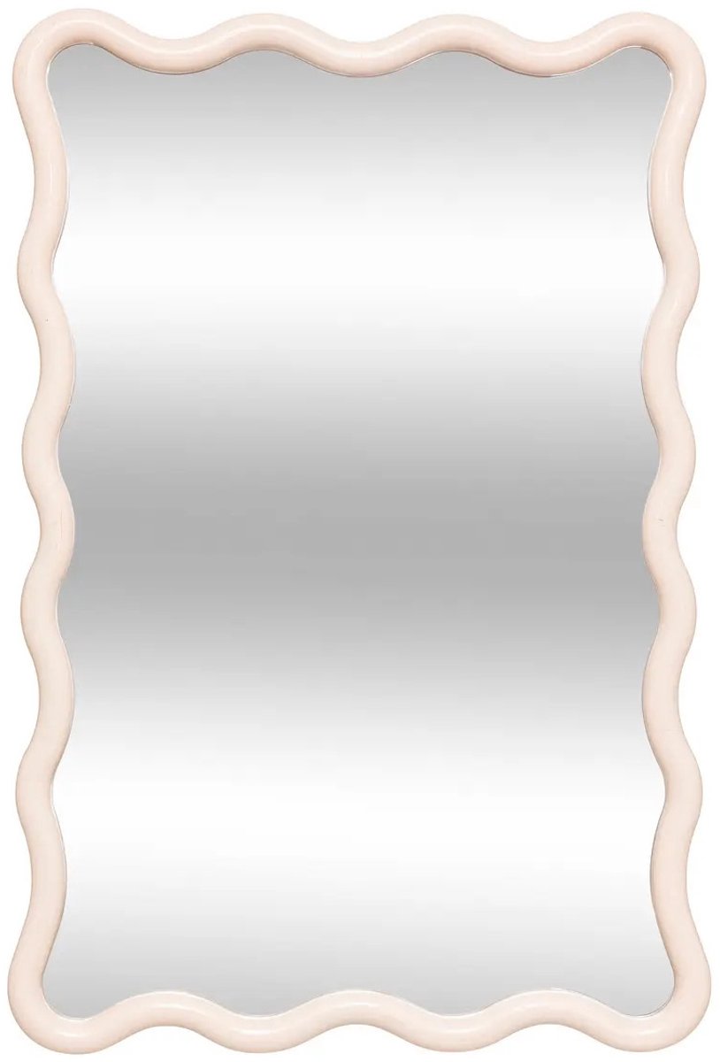 Atmosphera Wandspiegel Waves - beige - 60 x 38 cm - kunststof/glas - hangspiegel - ophangbaar