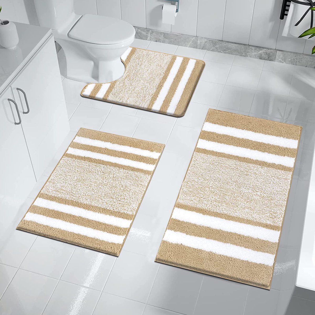 Ibenzoa® Zachte en Luxe 3-delige Badkamermattenset met Antislip en Absorberende Eigenschappen