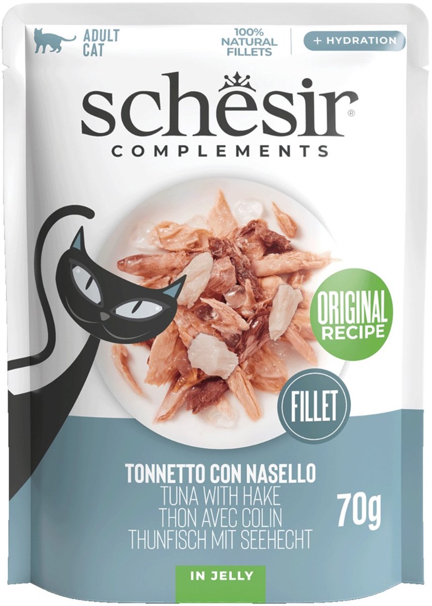 Schesir Schesir Adult - Tonijn met Heek - 24 x 70g - Voor Volwassen Katten - Natuurlijk