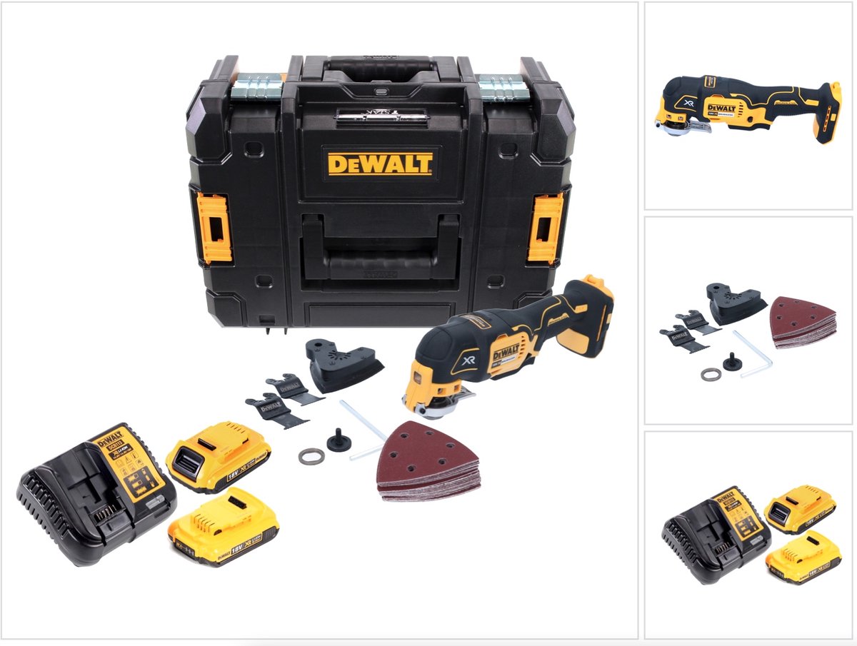 DeWalt DCS 355 D2 accu-oscillator multitool 18 V borstelloos + 2x accu 2,0 Ah + oplader + accessoires + TSTAK