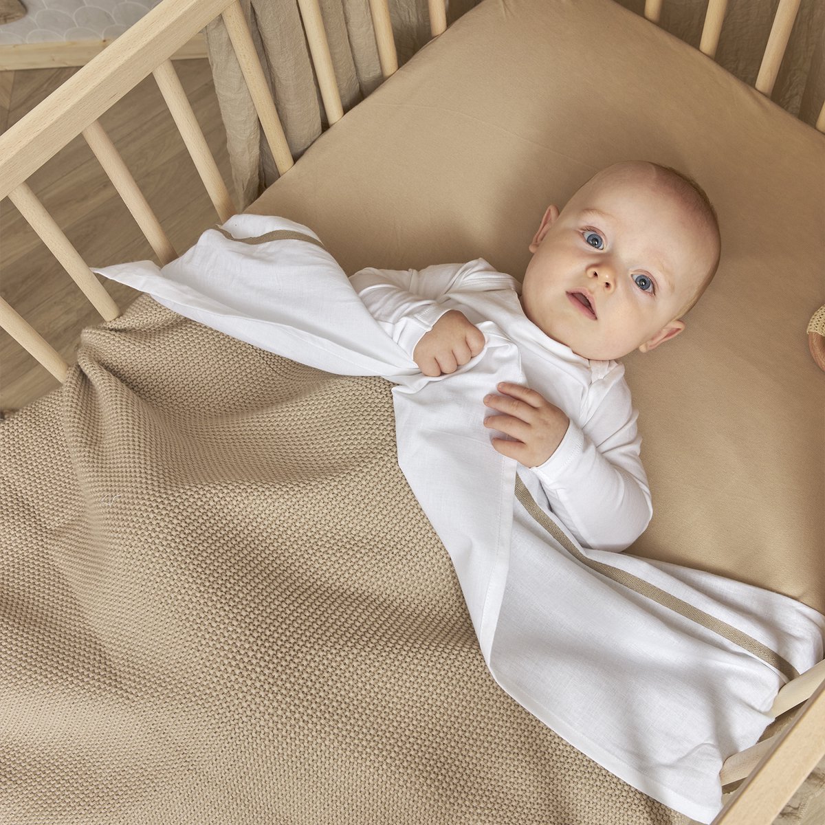 Meyco Baby Uni hoeslaken ledikant - 2-pack - sand - 60x120cm – foto 6