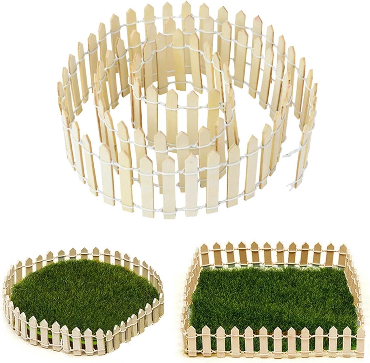 Mini Omheining Lattenhek Miniatuur Tuinhek Miniatuur Kleine Omheining voor Mini Huisdecoratie Decoratieve snuisterijen DIY Model Tuin in Houtkleur
