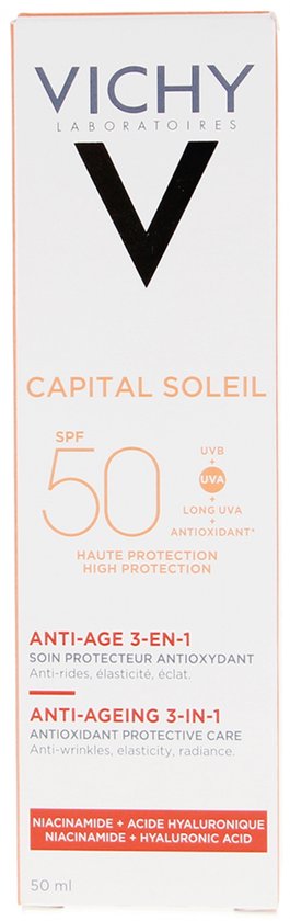 Vichy Capital Soleil SPF50 3-in-1 Anti-Aging Antioxidante Zonbescherming - Gelaat 50ml