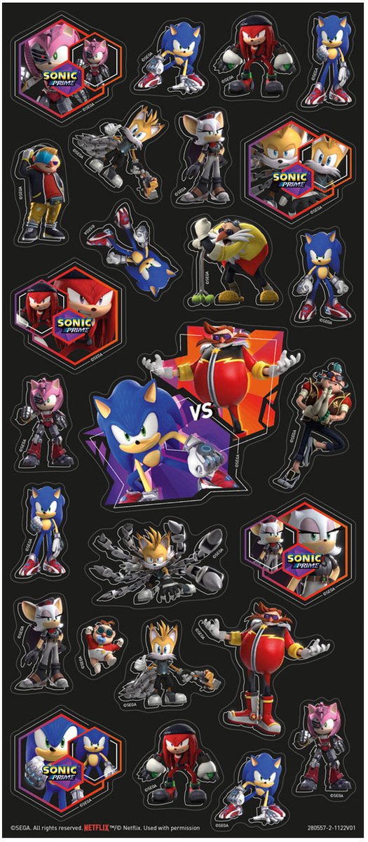 Sonic Prime stickers Totum XL super sticker set 7 vellen incl. luxe metallic en laser stickers 38 x 36 cm - cadeau jongens vanaf 4 jaar — afbeelding 9