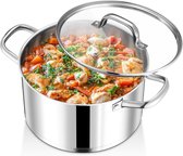 Bol.com Roestvrijstalen Kookpan - veelzijdige soeppan - 1 stuk - 24 cm - roestvrij staal - 56 l aanbieding