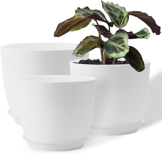 Oairse Plantenpotten Indoor Set van 2 Keramische Bloempotten 12CM 14CM Kleine Tuin Plantenbakken met Schotels Lade en Drainage Gaten, Blauwe Succulente Plant Pot Cactus Plant Pot voor Indoor Plant