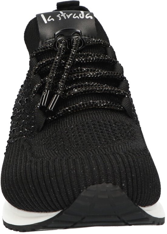 La Strada Baskets à enfiler noires avec pierres femme - taille 39