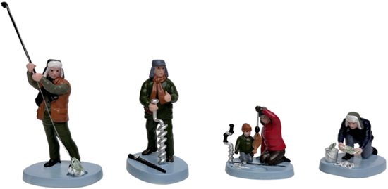 Santaville - Ice Fishers Polyresin 11cm 4 stuks