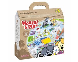 foto van Woezel & Pip XL Knutselkoffer met knutselbenodigheden, creatief speelgoed jongens en meisjes - junior vanaf 3 jaar - Bambolino Toys - knutselbox knutselpakket cadeau tip Sint