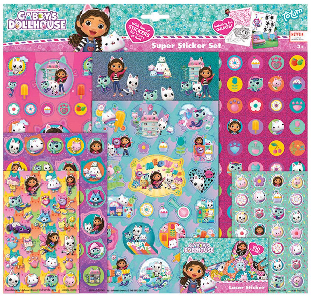 Gabby’s Poppenhuis Totum super stickerset XL 7 vellen incl. luxe stickers en spelletjes - Gabby’s Dollhouse speelgoed meisjes en jongens — afbeelding 14