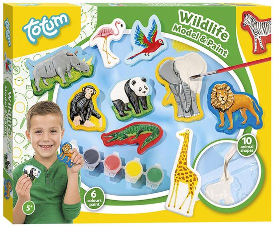 Totum dieren gips gieten en schilderen wildlife jungle dierentuin knutselset gips gieten en beschilderen speelgoed knutselen junior 10 figuren inclusief gips en verf junior