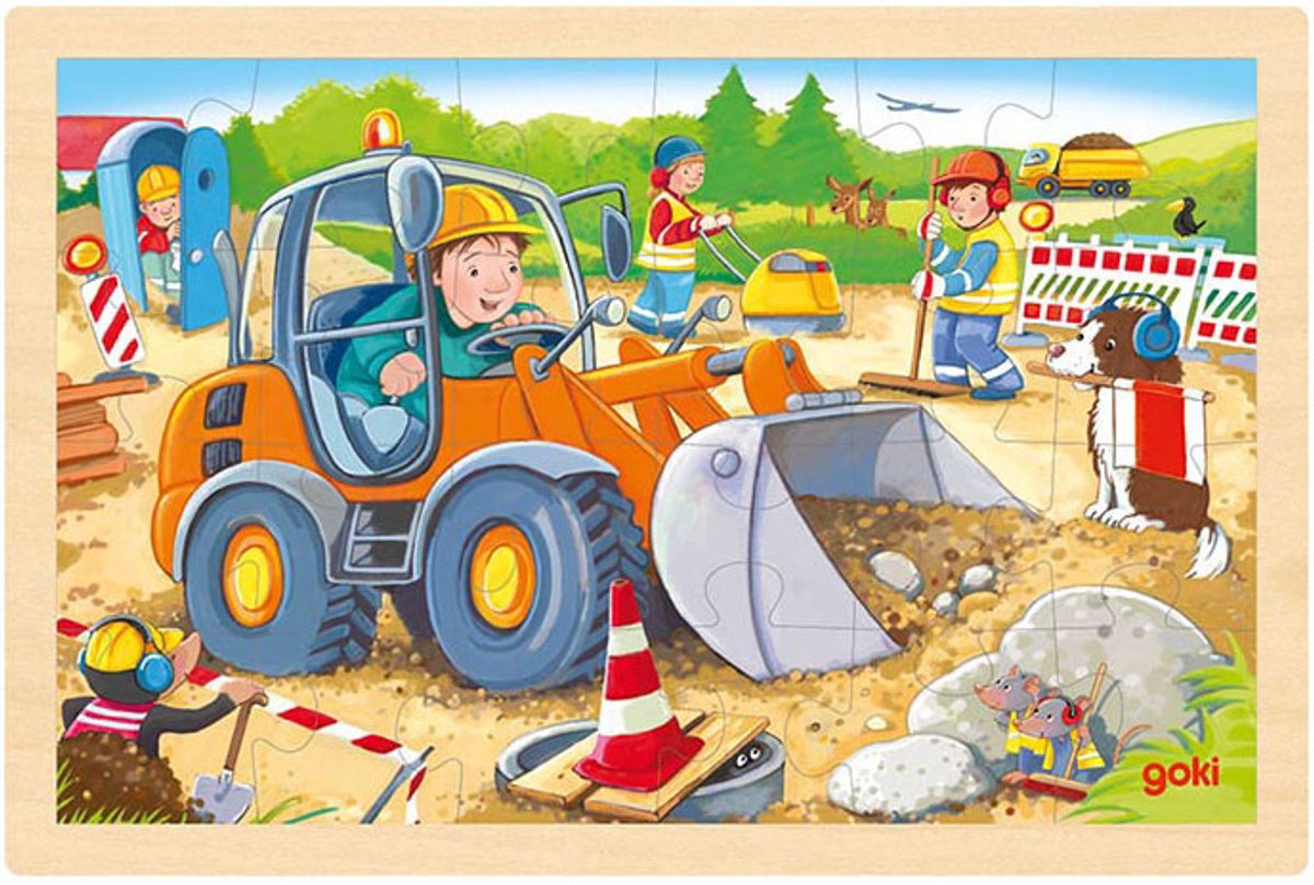 Houten puzzel bouwplaats