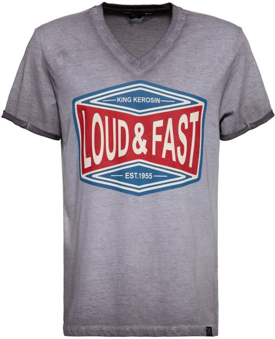 King Kerosin Oilwash T-shirt KKI11016 staalgrijs
