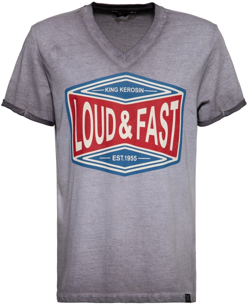 King Kerosin Oilwash T-Shirt KKI11016 Stahlgrau-S