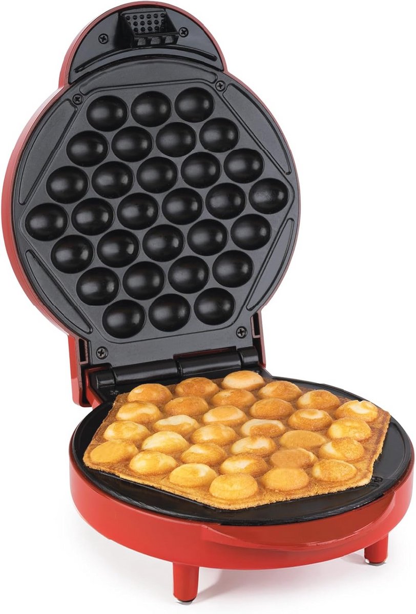 Bubble Wafelijzer met Automatische Temperatuurinstelling - 1000 Watt - Ideaal voor Leckere IJs- en Eierwafels