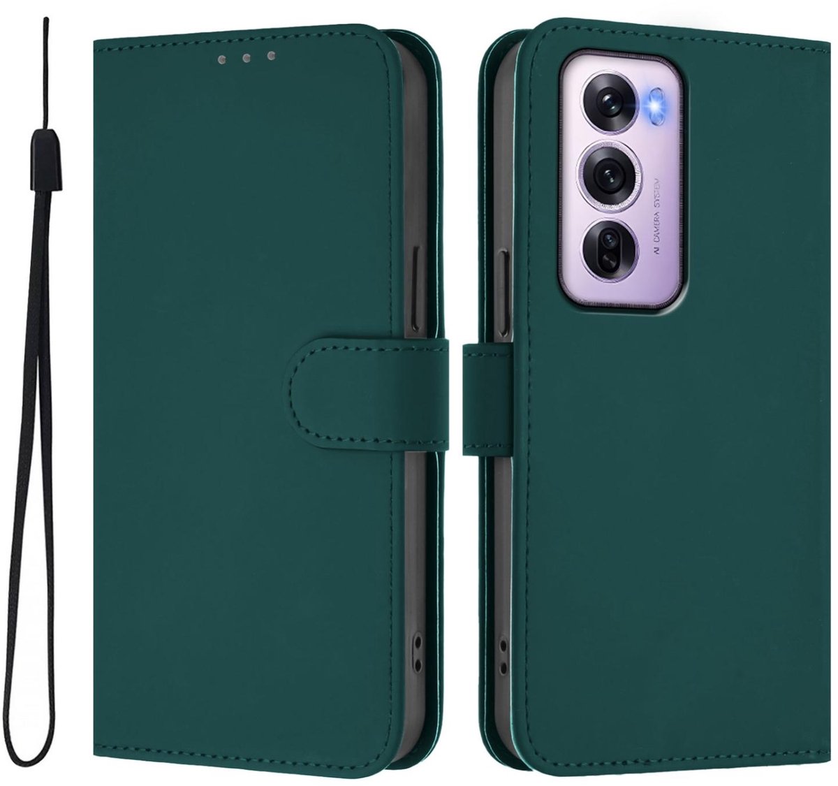 Mobigear Telefoonhoesje geschikt voor OPPO Reno 12 Pro Hoesje | Mobigear Urban Wallet Bookcase Portemonnee | Pasjeshouder voor 3 Pasjes | Telefoonhoesje voor Pinpas / OV Kaart / Rijbewijs - Groen