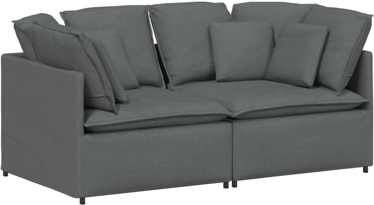 vidaXL - Modulaire - bank - met - kussens - stof - donkergrijs