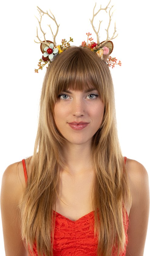 IYOU Kerst gewei haaraccessoires fluweel groen haar scrunchies rendier gewei haarclip elastische party kerst paardenstaart houder banden voor vrouwen en meisjes