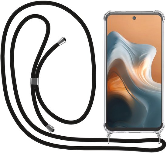 Coque Smartphonica pour Motorola Moto G34/G45 avec cordon et bumper – Coque avec cordon – Coque arrière en TPU antichoc avec cordon – Transparente – Compatible avec Motorola Moto G34 et Motorola Moto G45