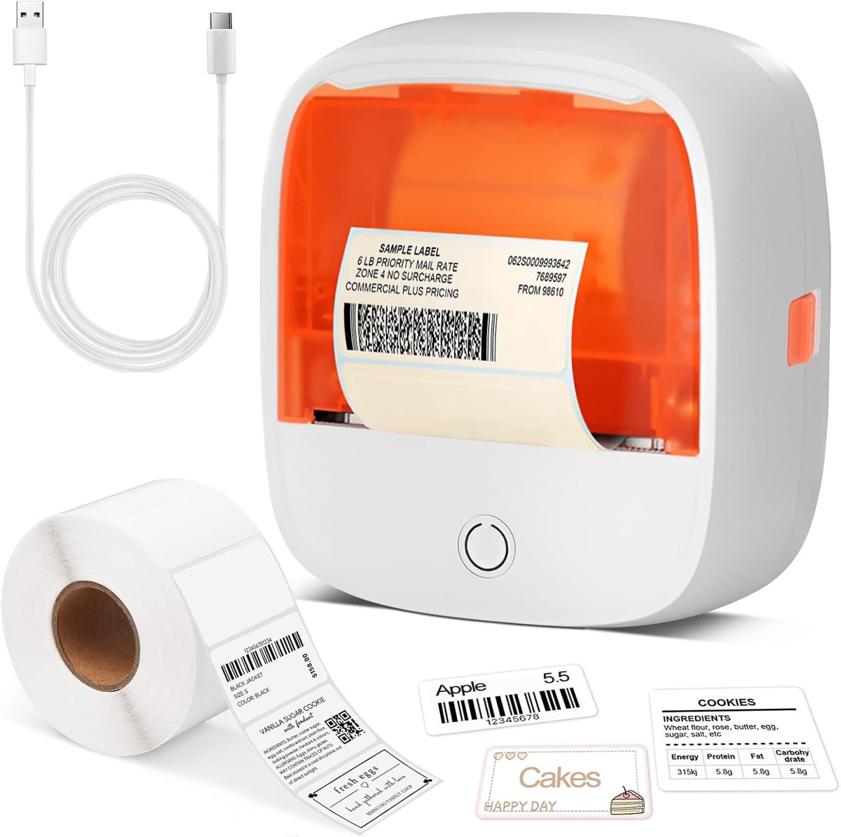 Draagbare labelprinter met Bluetooth, mini thermische printer voor etiketten, compatibel met iOS en Android