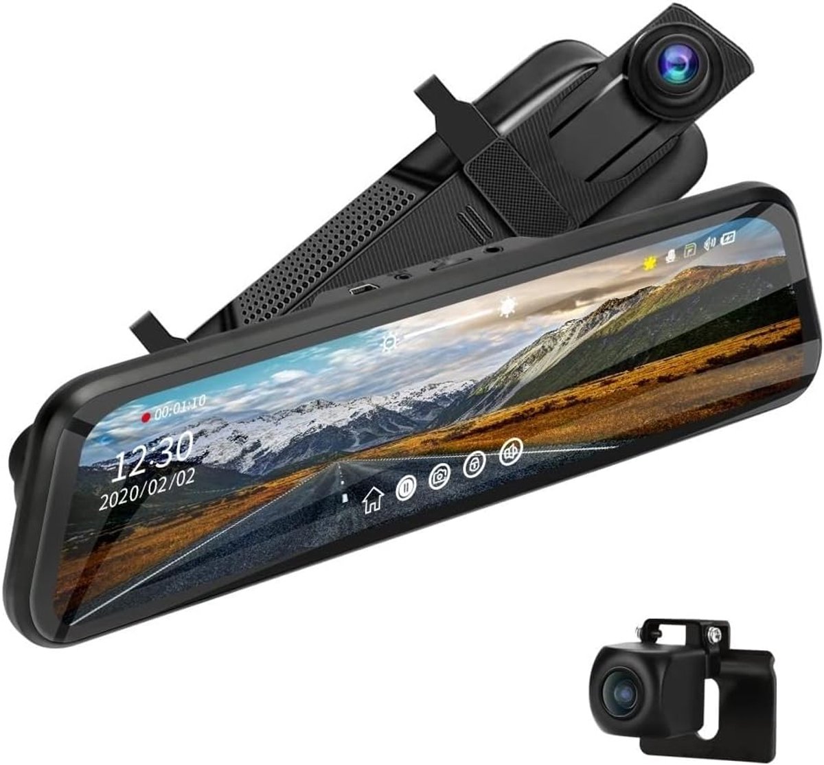 Dashcam - Dashcam voor Auto - Autospiegel - met Vaste Bedrading - 24-uurs Parkeermonitor - Videorecorder - 1080p - Dubbele Dashcam - 170° Groothoeklens - Timelapse-video - Loop-opname - G-sensor - 10 inch - Zwart