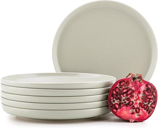 Ibiza Set van 6 Grote Steengoed Borden - Dinerborden, Vaatwasser - Magnetron - en Krasbestendig - Stijlvol Geschikt voor 6 Personen - Serviesset, Dinerborden, Servies - Pure Living in Diepblauw