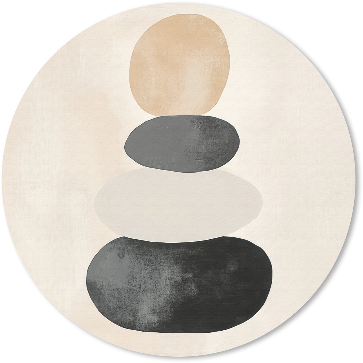 Muismat rond 50x50 cm - Mousepad Japandi - Wabi sabi - Beige - Ronde muismatten