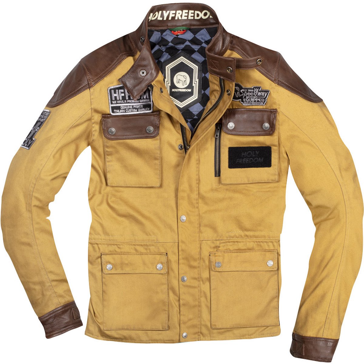 HolyFreedom Quattro Waxed Evo Camel Textiele Motorjas - Jas