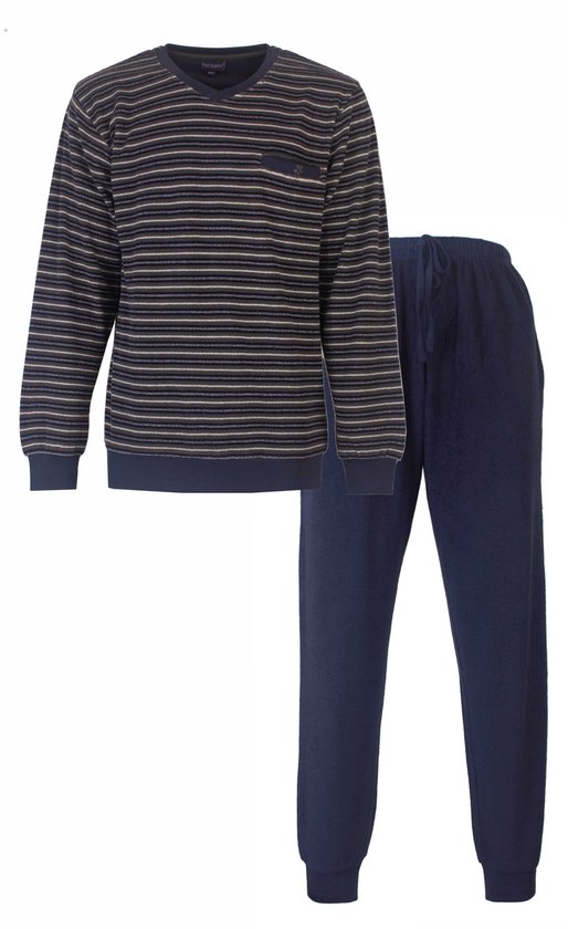 Paul Hopkins Heren Pyjama - Badstof - V Hals - Blauw - Maat L