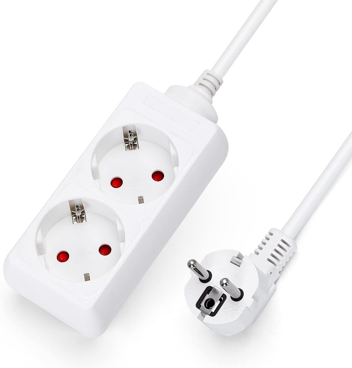 Stopcontact zonder schakelaar met 2 stopcontacten en 1,5 meter kabel