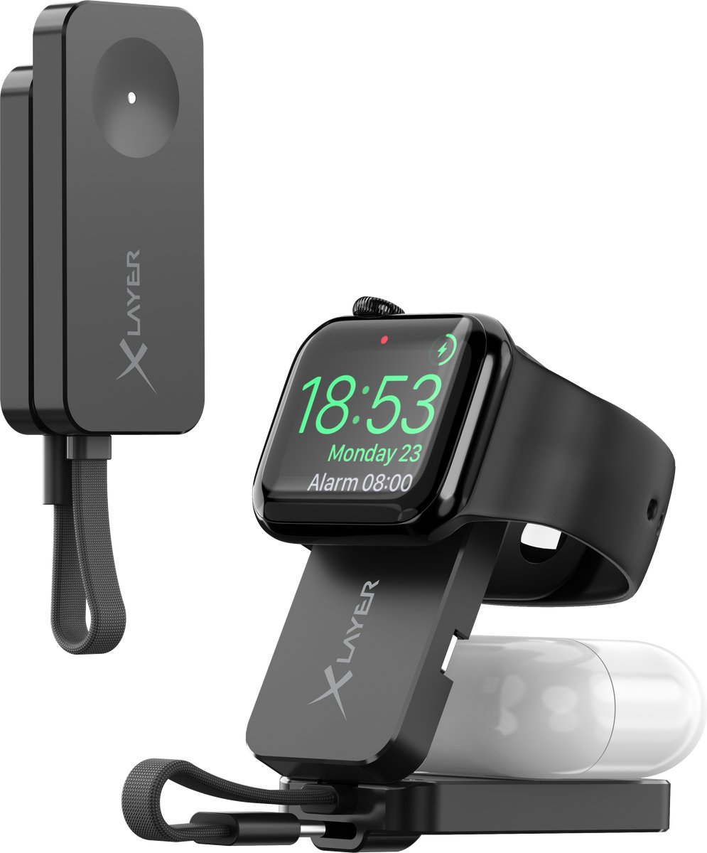 XLayer 3-in-1 Power Stick - oplader voor smartphones, smartwatches en oordopjes - max. 60W USB-C PD - Draadloos laden 3W - opvouwbaar - zwart