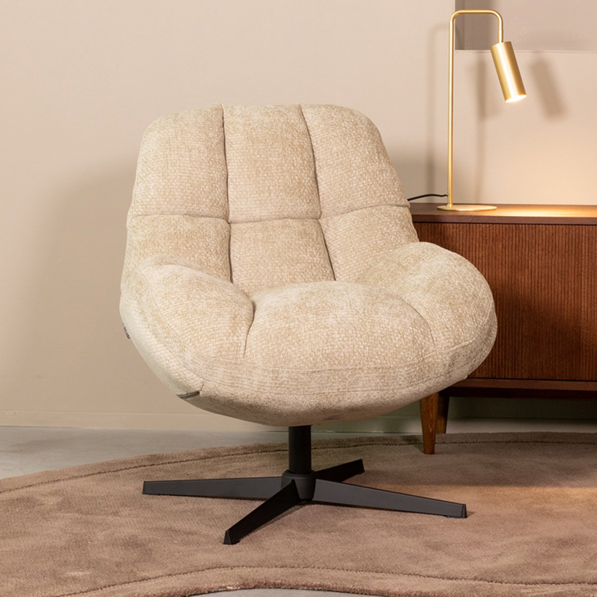 LABEL51 Huxley Fauteuil - Bruin - Velvet - One Size Mushroom