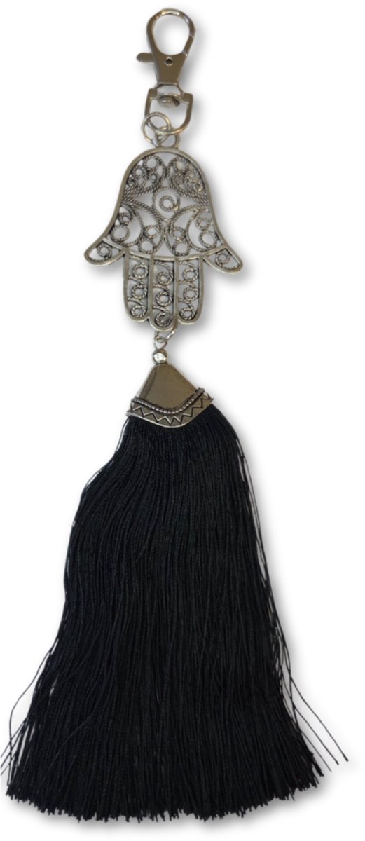 Ibiza sleutelhanger - Hamsa Hand - Hand van Fatima - Zwart